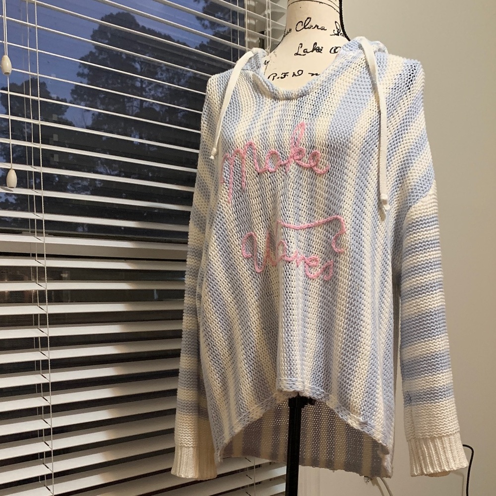 Women's Striped Sweater - Blue and White
